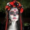 Flower Crown Day of the Dead Rose Headbands Skull Floral Crown Mexican Headpiece with Ribbon for Women Girls Black Red